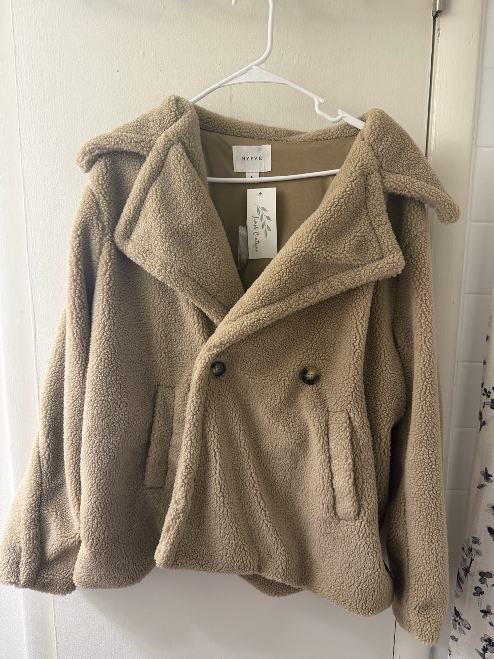 HYFVE Tan Teddy Sherpa Peacoat Jacket with tags